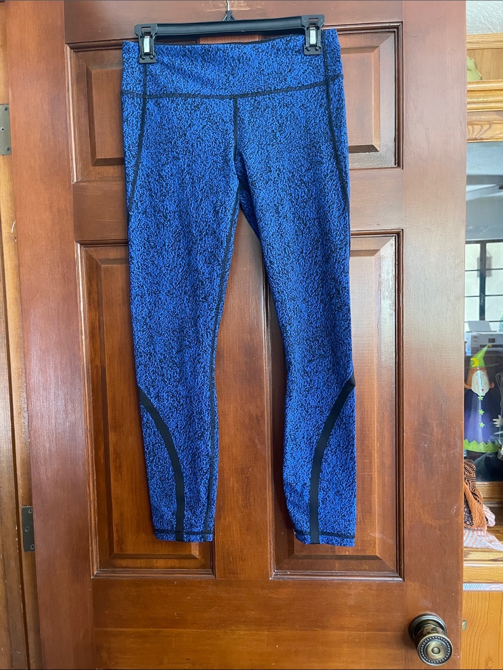 Lululemon On Track Tight Circuit Blue Black Curvaceous Mesh Leggings Size 6